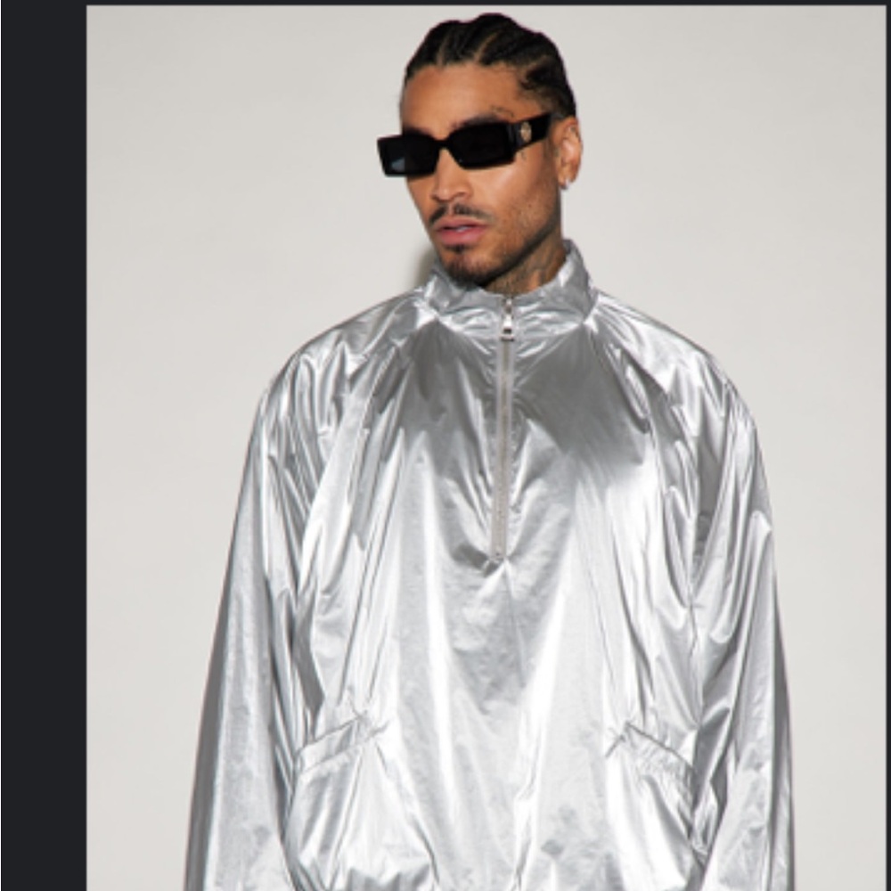 Fashion Nova Silver Metallic Jacket